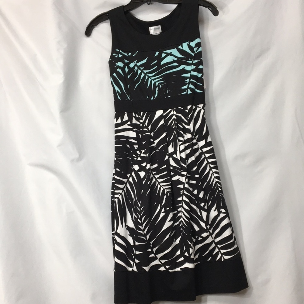 Motherhood Maternity Women’s Blue and Black Palm Leaves Dress Size S Like-NEW